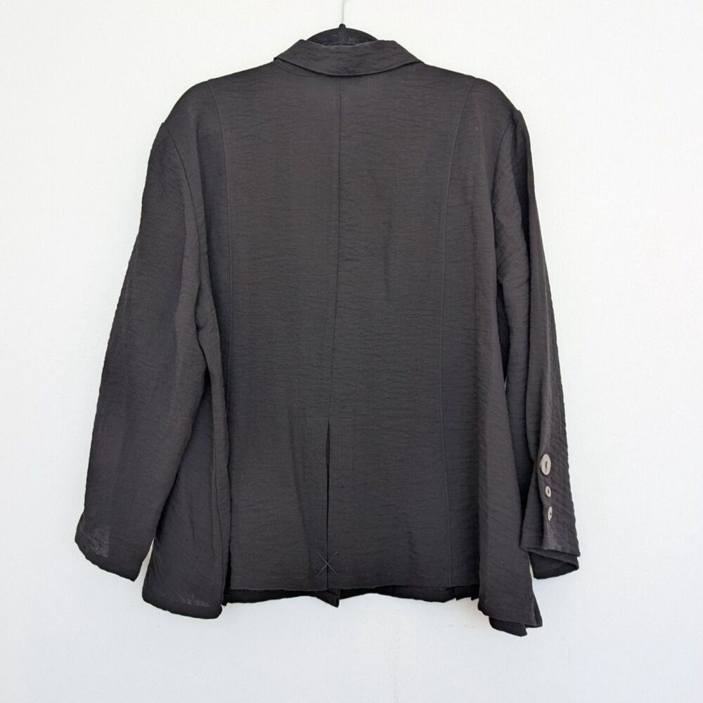 EUC Habitat Black Pleated Swing Shirt Button Up Lagenlook Sz XL Minimalist - Picture 2 of 16